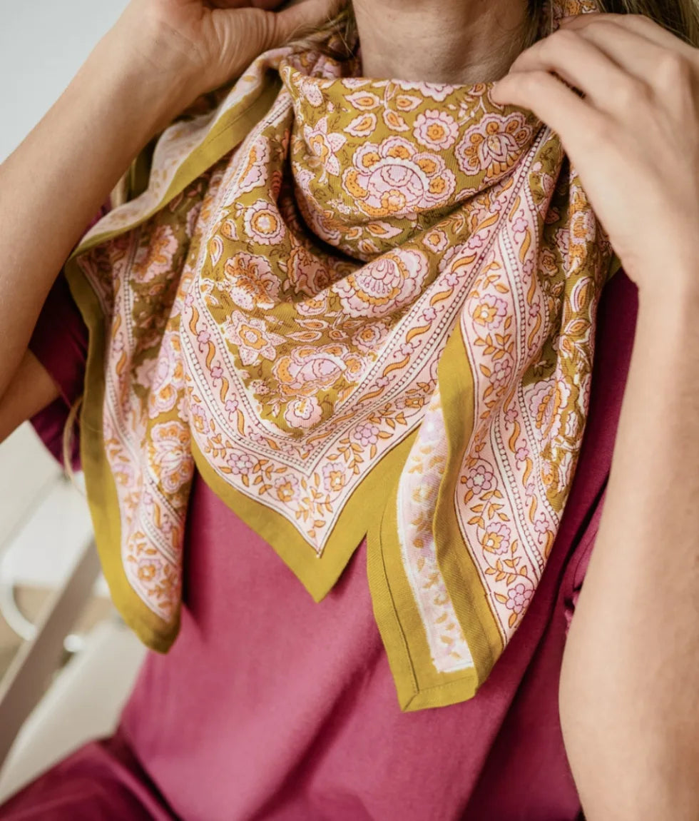 Grand foulard Indien - Garda Khaki atelier Bindi