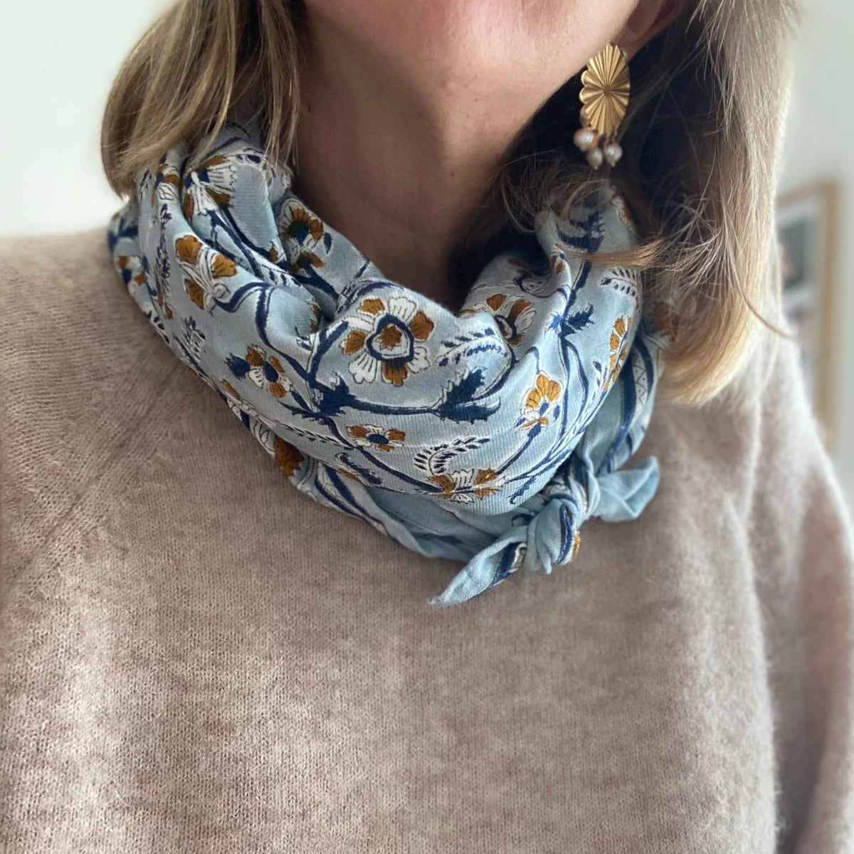 Foulard Adulte Dheli Bleuet 100 cm Mum So Family