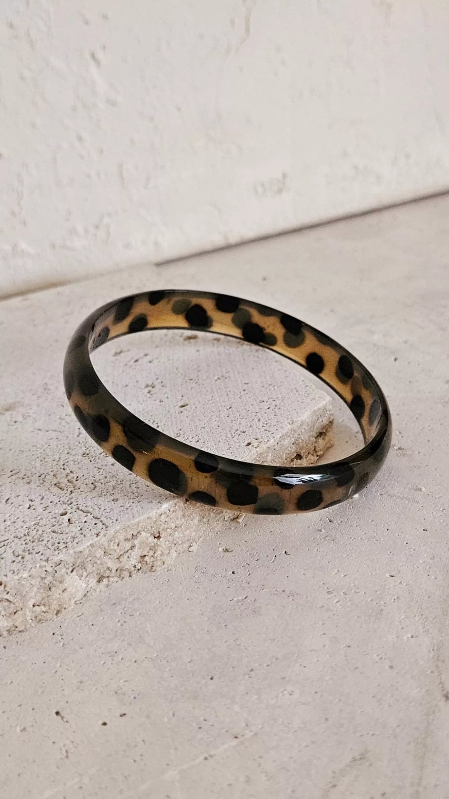 Bracelet Jonc Corne - Léopard - 1 cm