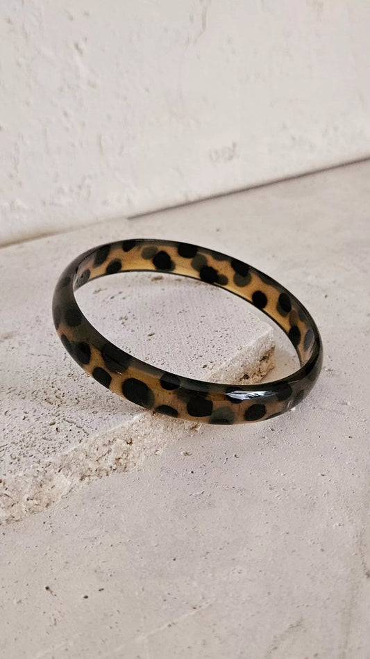 Bracelet Jonc Corne - Léopard - 1 cm
