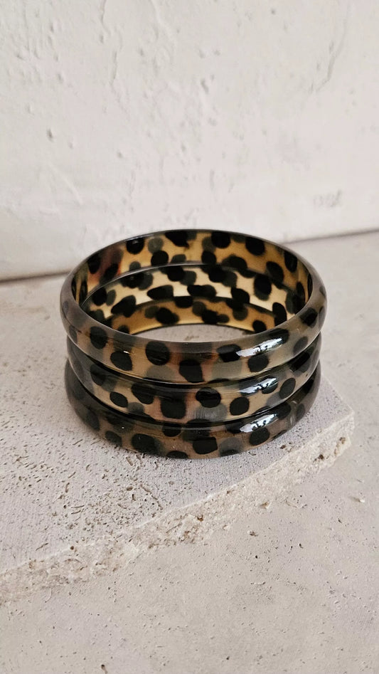 Bracelet Jonc Corne - Léopard - 1 cm
