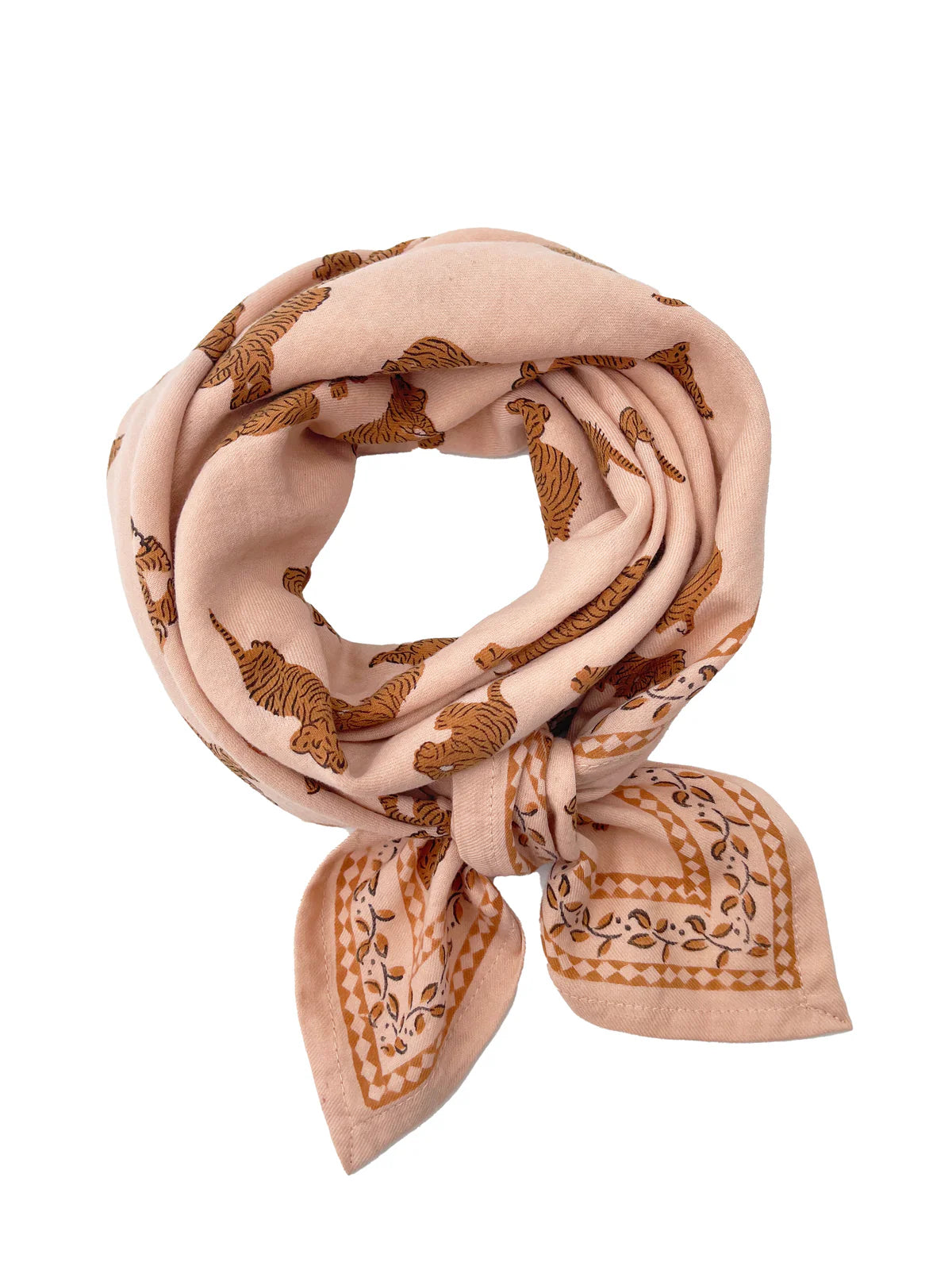 Grand foulard motif tigre pêche - OSCAR Milinane
