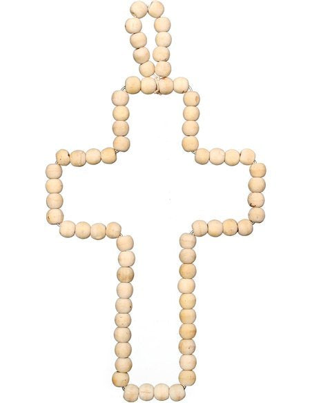 Croix en bois naturel décorative crème