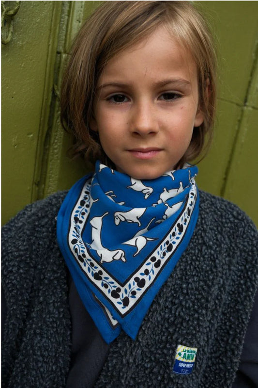 FOULARD TECKEL BLUE 50 cm Maison Augustin