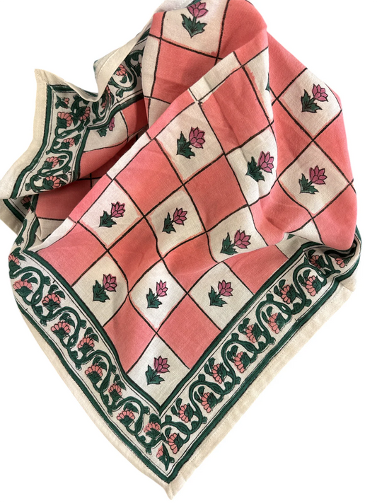 FOULARD FLO PINK 100 CM Maison Augustin