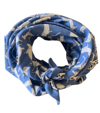 FOULARD ADULTE 100cm TECKEL BLUE Maison Augustin