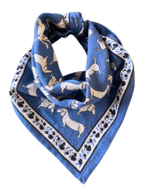 FOULARD TECKEL BLUE 50 cm Maison Augustin