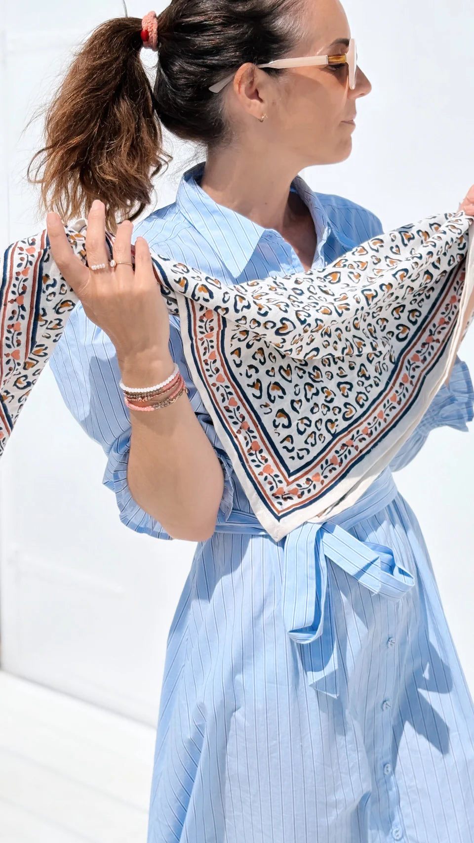 FOULARD LÉO NAVY 100CM Maison Augustin