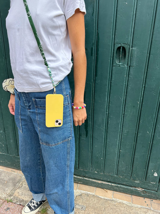 Cordon porte téléphone vert intense Maison Saussure