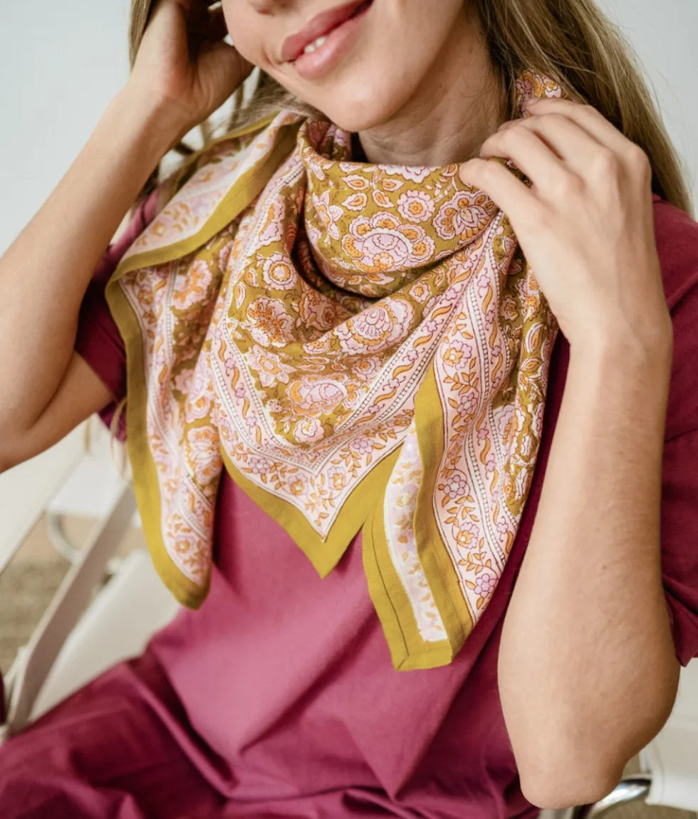 Grand foulard Indien - Garda Khaki atelier Bindi
