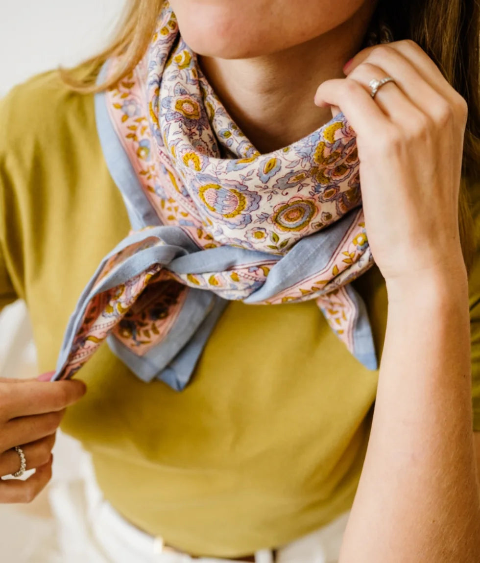 Grand foulard Indien - Garda Bleuet atelier Bindi