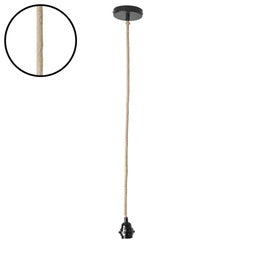 Suspension Douille noire 110cm câble naturelle rosace