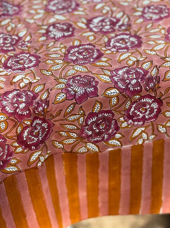 Nappe fleurie Vieux rose