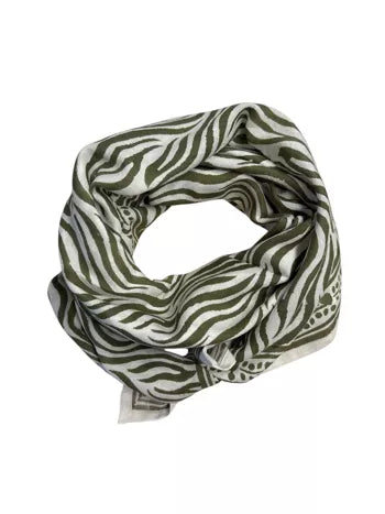 Foulard Adulte Zèbre Kaki 100 cm Maison Augustin