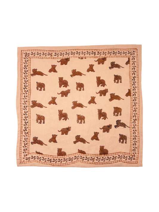 Grand foulard motif tigre pêche - OSCAR Milinane