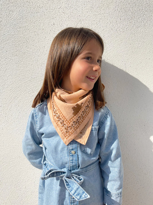 Petit foulard mitigée tigre pêche - OSCAR Milinane