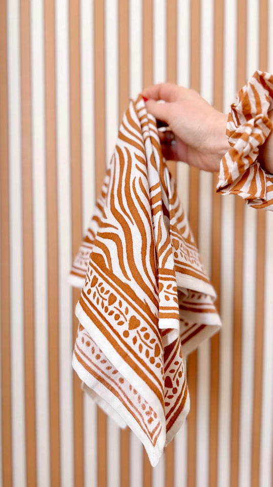 Foulard Zèbre Camel 50cm Maison Augustin