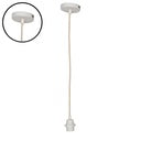 Suspension douille blanche 110cm cable coton blanc rosace