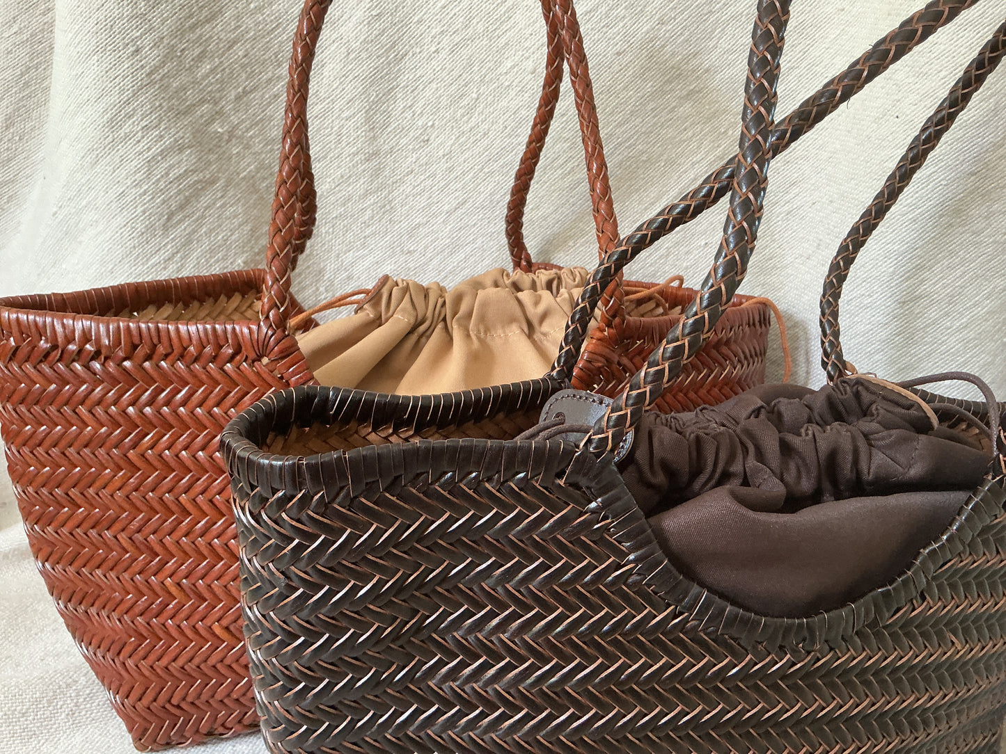 Sac tressé en cuir véritable petit modèle