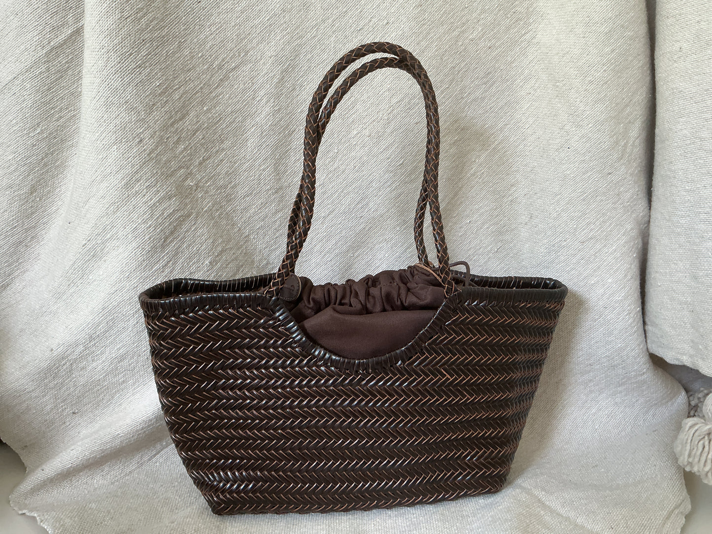 Sac tressé en cuir véritable petit modèle