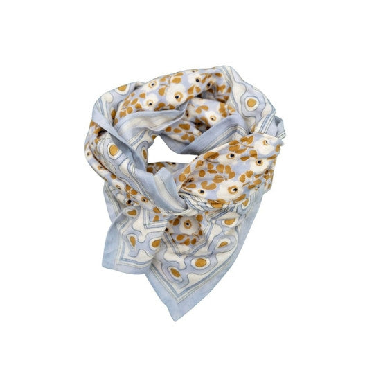 Foulard mon grand indispensable flower seventies - light blue Love Explorers