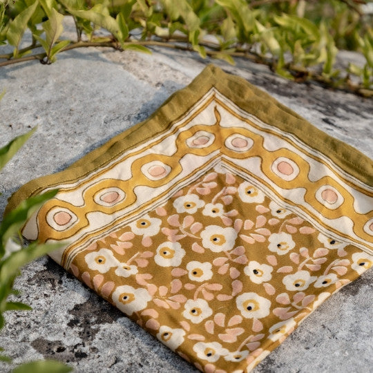 Foulard mon petit indispensable flower seventies - kaki Love Explorers
