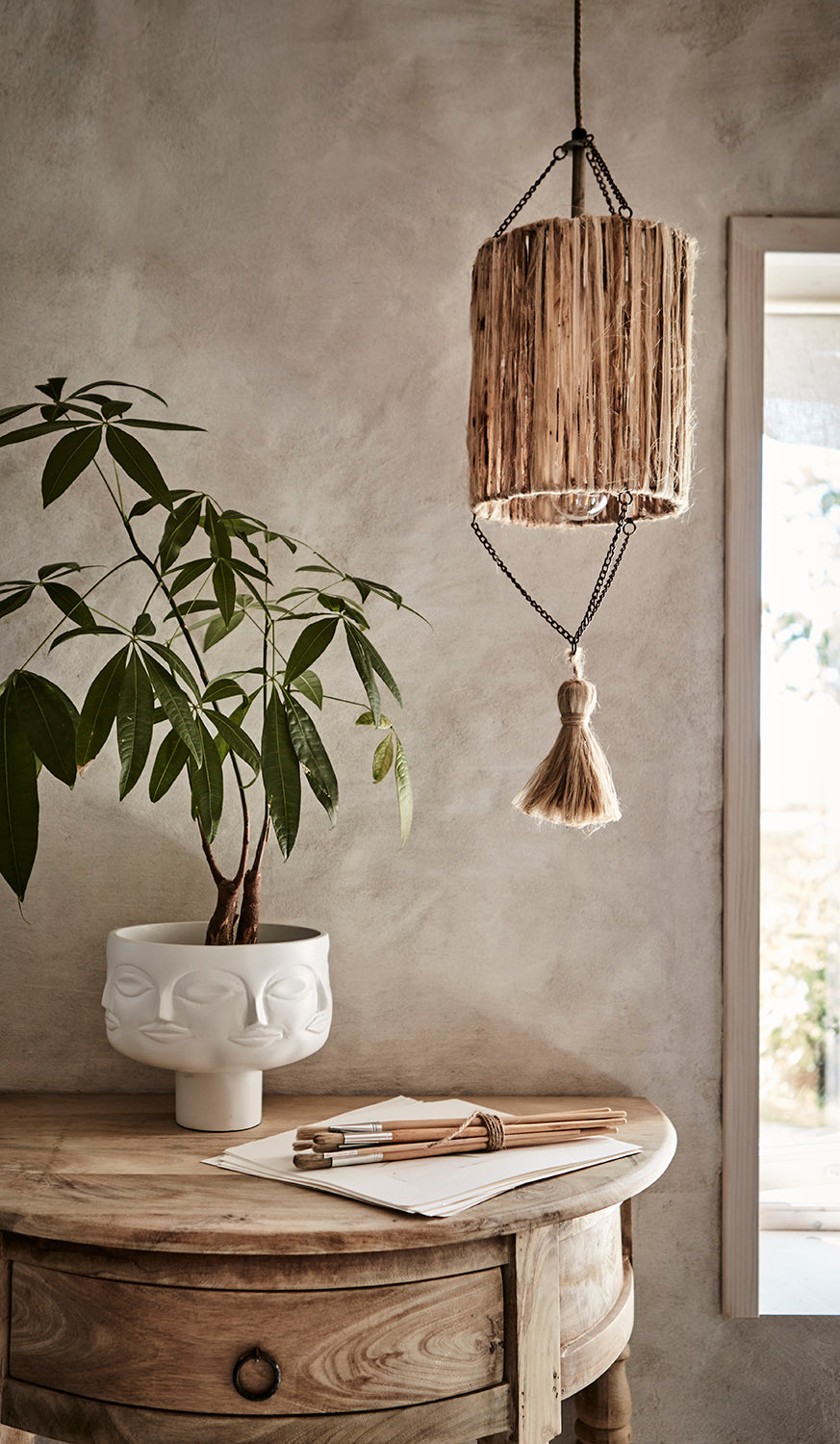 Abat-jour herbe de mer hauteur 65 cm